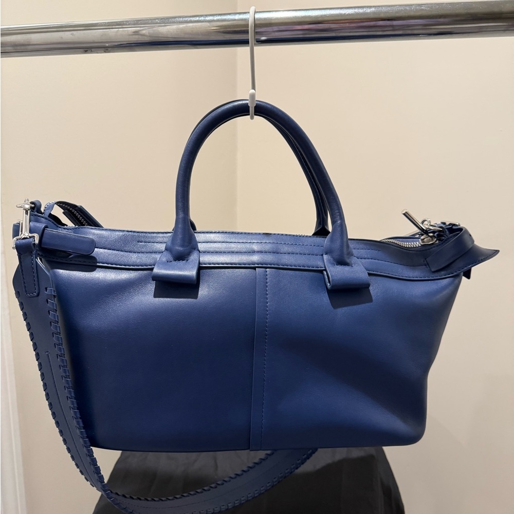 Theory -T Bar in Smooth Calf leather satchel bag - Summer Blue - new with tag